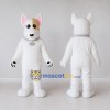 Custom White and Tan Bull Terrier Dog Mascot Costume Adult Full Body Suit for Pet Events