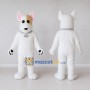 Custom White and Tan Bull Terrier Dog Mascot Costume Adult Full Body Suit for Pet Events