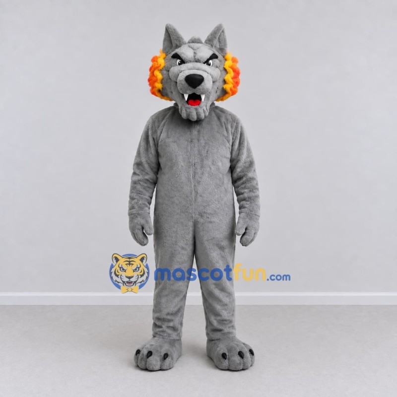 Custom Gray and Orange Wolf Mascot Costume Adult Full Body Suit for School Events Custom Gray and Orange Wolf Mascot Costume Adult Full Body Suit for School Events