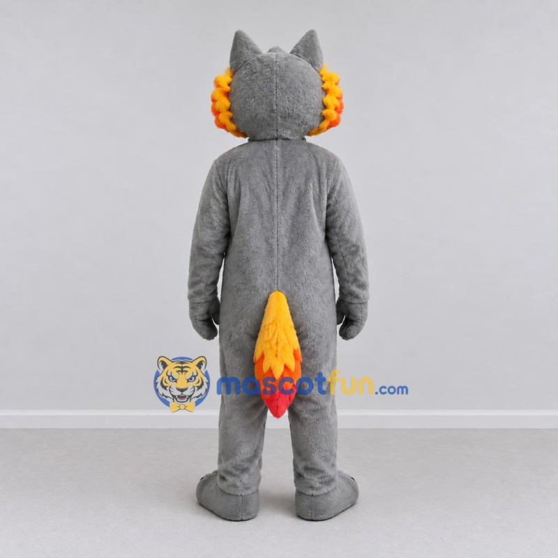 Custom Gray and Orange Wolf Mascot Costume Adult Full Body Suit for School Events Custom Gray and Orange Wolf Mascot Costume Adult Full Body Suit for School Events