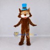 Custom Brown and Blue Cat in Top Hat Mascot Costume Adult Full Body Suit for Themed Parties Custom Brown and Blue Cat in Top Hat Mascot Costume Adult Full Body Suit for Themed Parties