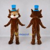 Custom Brown and Blue Cat in Top Hat Mascot Costume Adult Full Body Suit for Themed Parties Custom Brown and Blue Cat in Top Hat Mascot Costume Adult Full Body Suit for Themed Parties