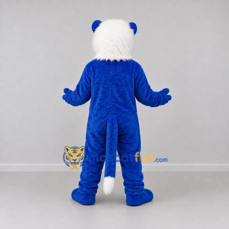 Custom Blue and White Lion Mascot Costume Adult Full Body Suit for School Events Custom Blue and White Lion Mascot Costume Adult Full Body Suit for School Events