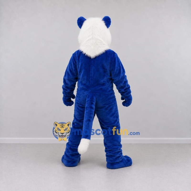 Custom Blue and White Lion Mascot Costume Adult Full Body Suit for School Events Custom Blue and White Lion Mascot Costume Adult Full Body Suit for School Events