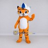 Custom Orange Black and Blue Tiger in Cap Mascot Costume Adult Full Body Suit for School Events Custom Orange Black and Blue Tiger in Cap Mascot Costume Adult Full Body Suit for School Events