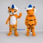 Custom Orange Black and Blue Tiger in Cap Mascot Costume Adult Full Body Suit for School Events
