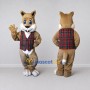 Custom Tan and Red Cat in Plaid Vest Mascot Costume Adult Full Body Suit for Themed Parties