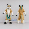 Custom Tan White and Turquoise Canine Character Mascot Costume Adult Full Body Suit for School Events Custom Tan White and Turquoise Canine Character Mascot Costume Adult Full Body Suit for School Events