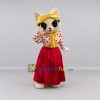 Custom Cream and Red Cat in Skirt Mascot Costume Adult Full Body Suit for Themed Parties