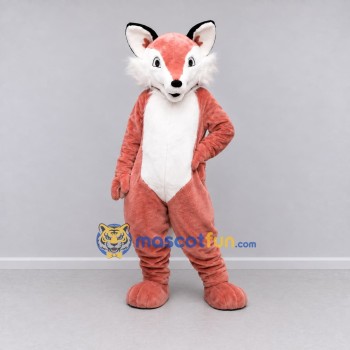 Custom Coral Pink and White Fox Mascot Costume Adult Full Body Suit for School Events Custom Coral Pink and White Fox Mascot Costume Adult Full Body Suit for School Events