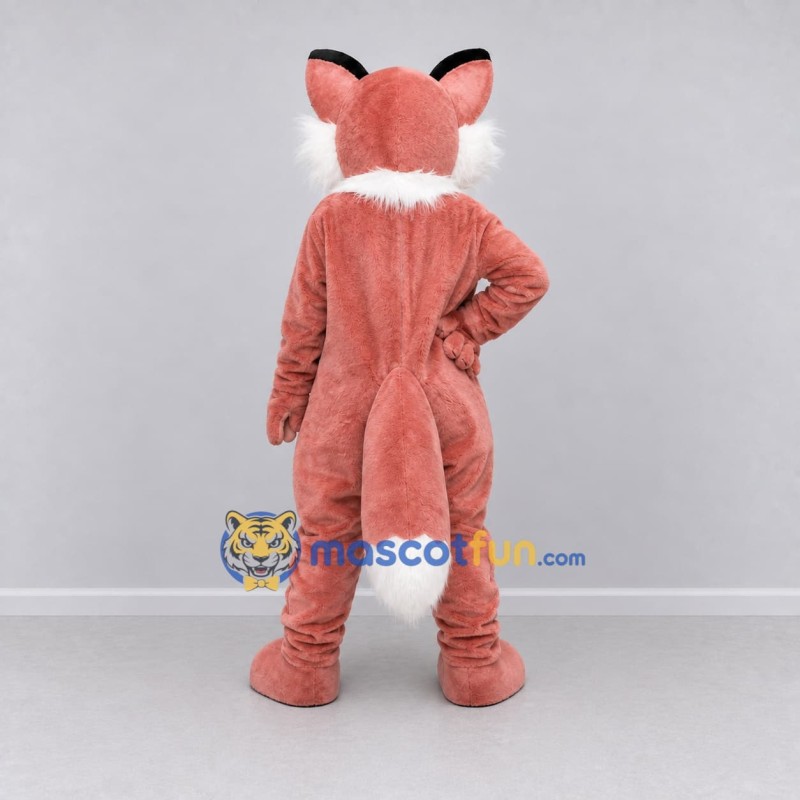 Custom Coral Pink and White Fox Mascot Costume Adult Full Body Suit for School Events Custom Coral Pink and White Fox Mascot Costume Adult Full Body Suit for School Events