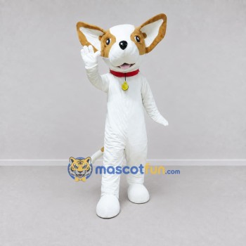 Custom White and Tan Chihuahua Dog Mascot Costume Adult Full Body Suit for Pet Events Custom White and Tan Chihuahua Dog Mascot Costume Adult Full Body Suit for Pet Events