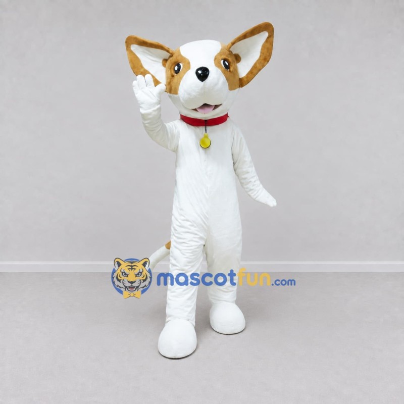 Custom White and Tan Chihuahua Dog Mascot Costume Adult Full Body Suit for Pet Events Custom White and Tan Chihuahua Dog Mascot Costume Adult Full Body Suit for Pet Events