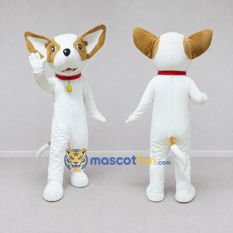 Custom White and Tan Chihuahua Dog Mascot Costume Adult Full Body Suit for Pet Events Custom White and Tan Chihuahua Dog Mascot Costume Adult Full Body Suit for Pet Events