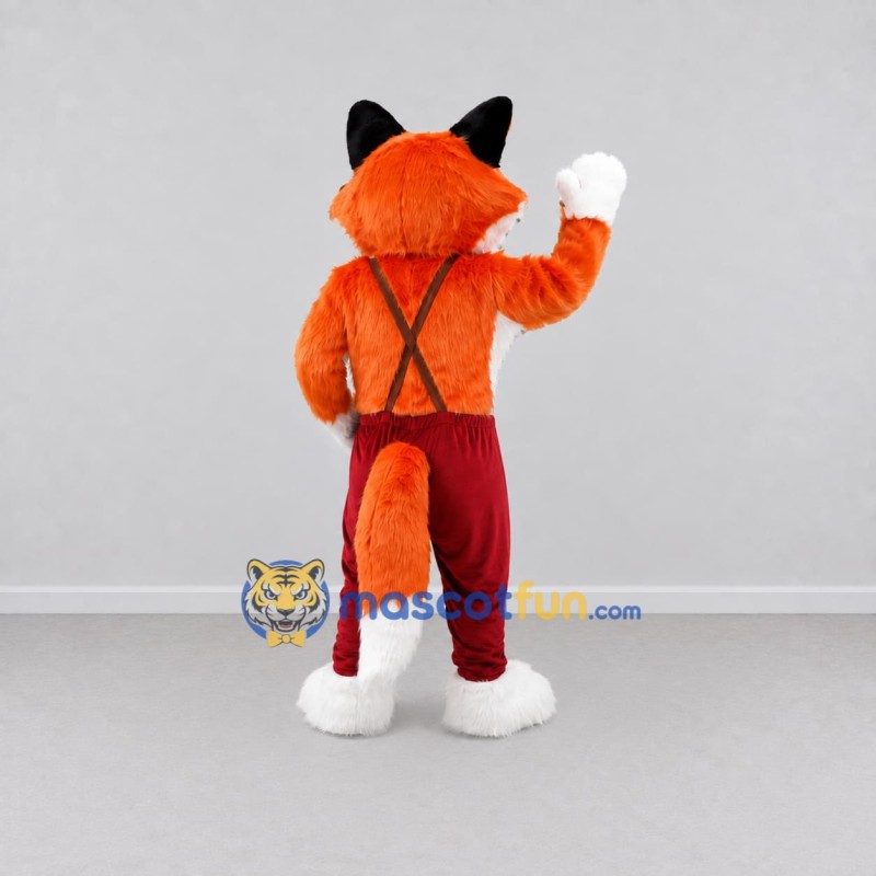 Custom Orange White and Red Fox in Suspenders Mascot Costume Adult Full Body Suit for Themed Parties Custom Orange White and Red Fox in Suspenders Mascot Costume Adult Full Body Suit for Themed Parties