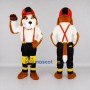 Custom Brown White and Red Dog Firefighter Mascot Costume Adult Full Body Suit for Community Events