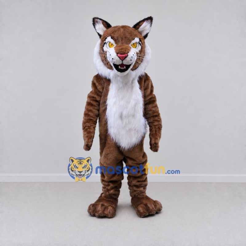 Custom Brown and White Wild Cat Mascot Costume Adult Full Body Suit for Wildlife Events Custom Brown and White Wild Cat Mascot Costume Adult Full Body Suit for Wildlife Events