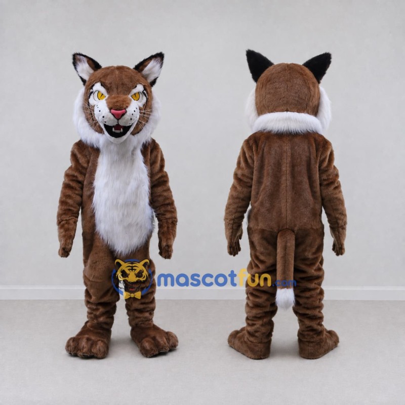 Custom Brown and White Wild Cat Mascot Costume Adult Full Body Suit for Wildlife Events Custom Brown and White Wild Cat Mascot Costume Adult Full Body Suit for Wildlife Events