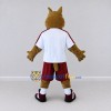 Custom Brown White and Maroon Canine Character in Sportswear Mascot Costume Adult Full Body Suit for Sports Events Custom Brown White and Maroon Canine Character in Sportswear Mascot Costume Adult Full Body Suit for Sports Events