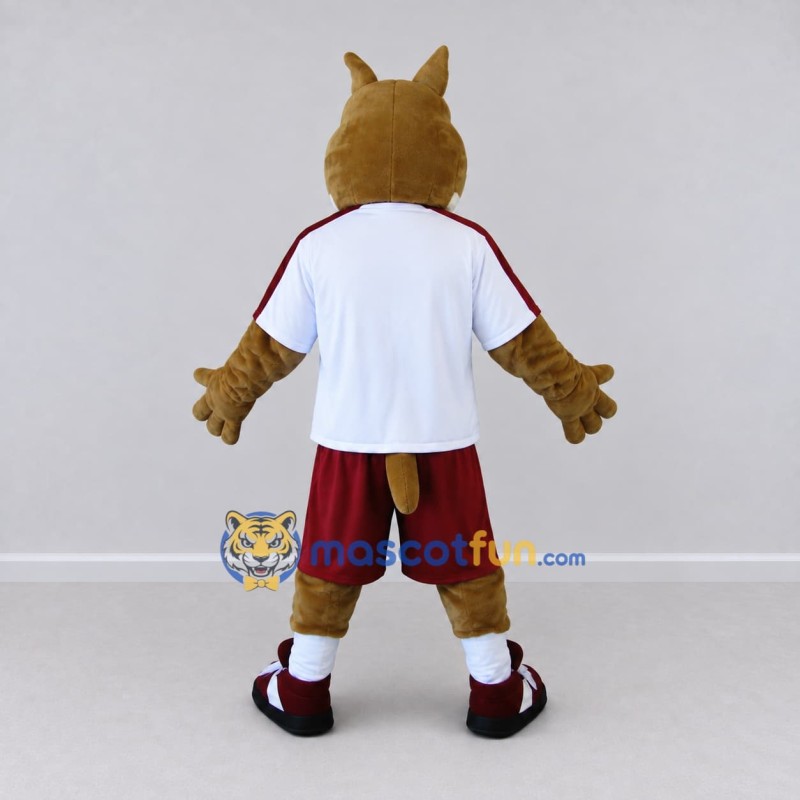Custom Brown White and Maroon Canine Character in Sportswear Mascot Costume Adult Full Body Suit for Sports Events Custom Brown White and Maroon Canine Character in Sportswear Mascot Costume Adult Full Body Suit for Sports Events