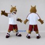Custom Brown White and Maroon Canine Character in Sportswear Mascot Costume Adult Full Body Suit for Sports Events