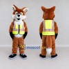 Custom Orange and Yellow Fox in Safety Vest Mascot Costume Adult Full Body Suit for Community Events Custom Orange and Yellow Fox in Safety Vest Mascot Costume Adult Full Body Suit for Community Events