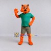 Custom Orange and Green Dog in T Shirt Mascot Costume Adult Full Body Suit for School Events Custom Orange and Green Dog in T Shirt Mascot Costume Adult Full Body Suit for School Events