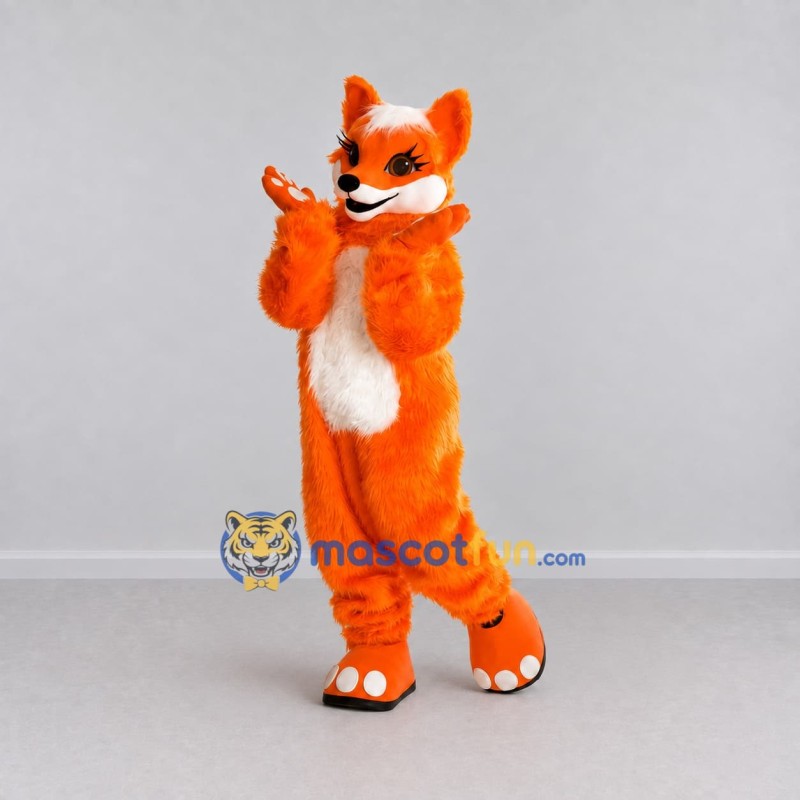 Custom Orange and White Fox Mascot Costume Adult Full Body Suit for Wildlife Events Custom Orange and White Fox Mascot Costume Adult Full Body Suit for Wildlife Events
