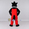 Custom Black Gray and Red Wolf in Overalls Mascot Costume Adult Full Body Suit for Themed Parties Custom Black Gray and Red Wolf in Overalls Mascot Costume Adult Full Body Suit for Themed Parties