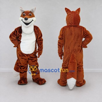 Custom Rust Brown and White Fox Mascot Costume Adult Full Body Suit for Wildlife Events