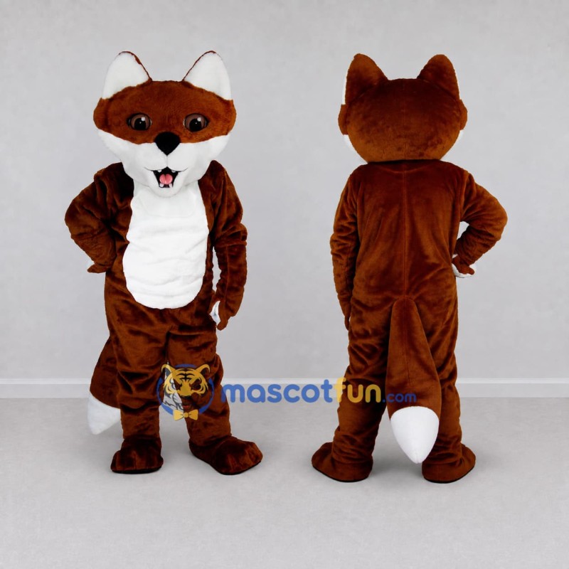 Custom Brown and White Fox Mascot Costume Adult Full Body Suit for School Events Custom Brown and White Fox Mascot Costume Adult Full Body Suit for School Events