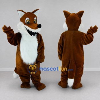 Custom Brown and White Fox Mascot Costume Adult Full Body Suit for School Events