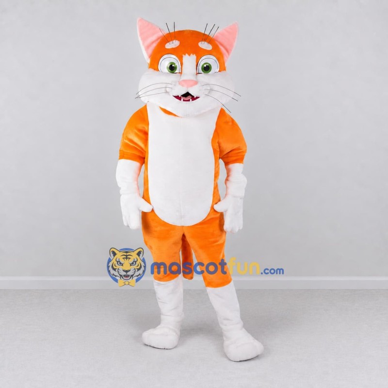 Custom Orange and White Cat Mascot Costume Adult Full Body Suit for Pet Events Custom Orange and White Cat Mascot Costume Adult Full Body Suit for Pet Events