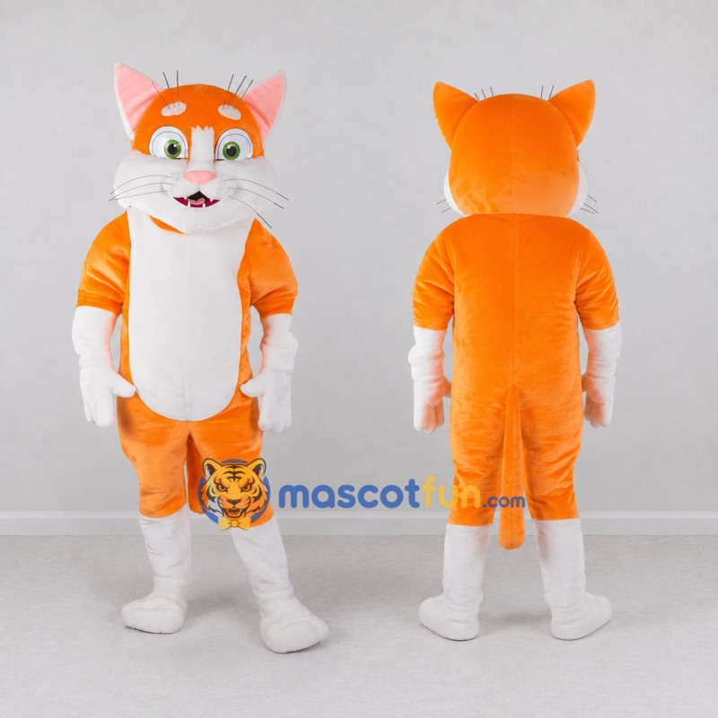 Custom Orange and White Cat Mascot Costume Adult Full Body Suit for Pet Events Custom Orange and White Cat Mascot Costume Adult Full Body Suit for Pet Events