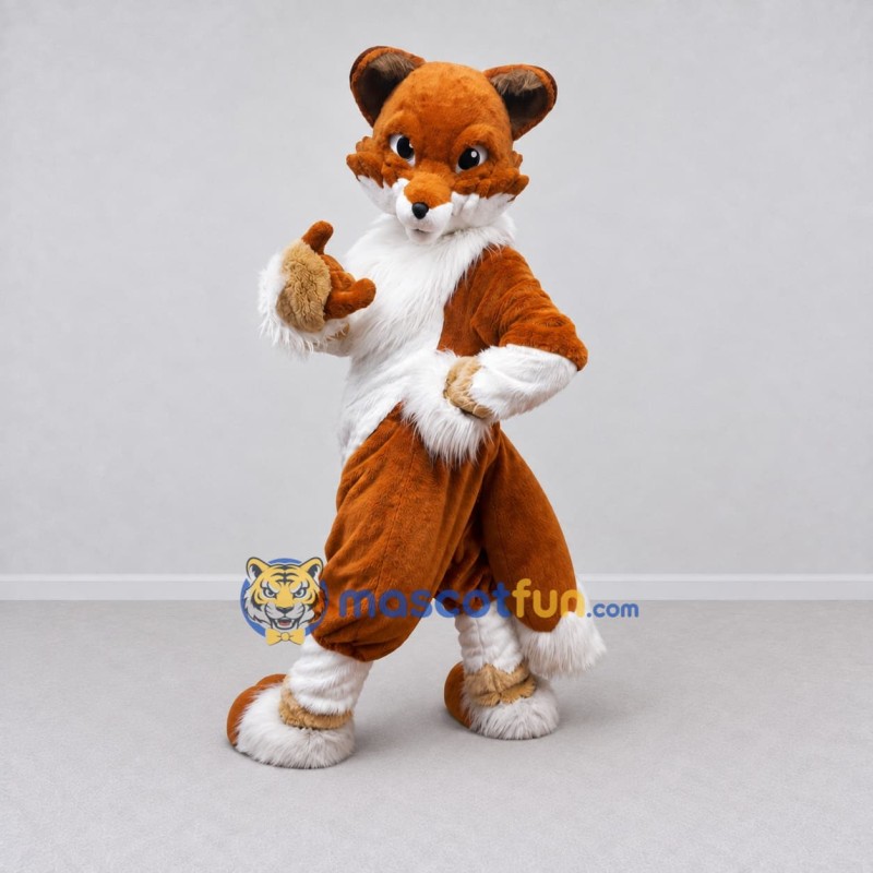 Custom Rust Brown and White Fox Mascot Costume Adult Full Body Suit for Wildlife Events Custom Rust Brown and White Fox Mascot Costume Adult Full Body Suit for Wildlife Events
