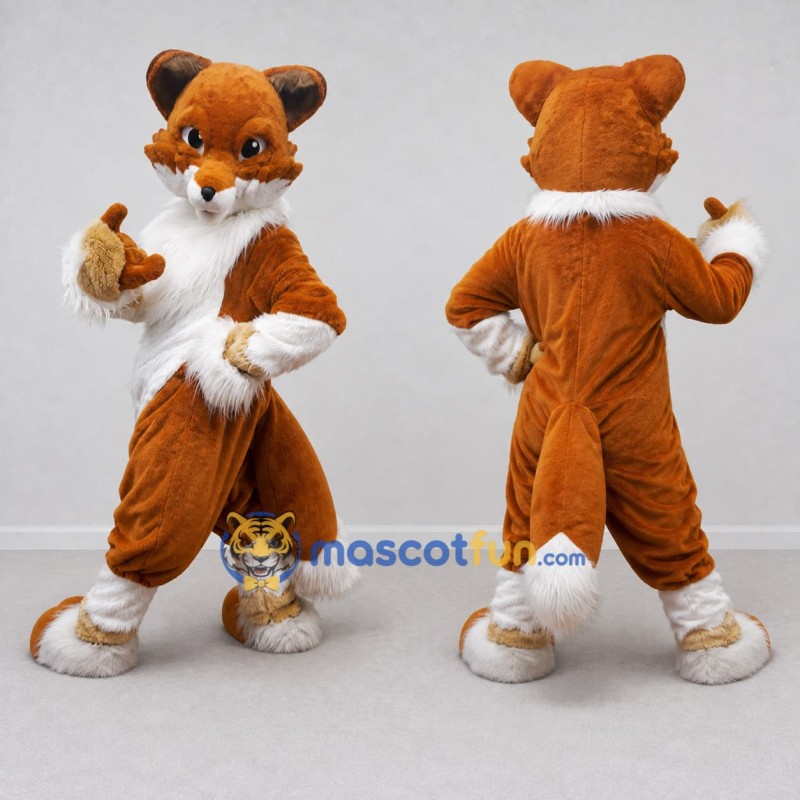 Custom Rust Brown and White Fox Mascot Costume Adult Full Body Suit for Wildlife Events Custom Rust Brown and White Fox Mascot Costume Adult Full Body Suit for Wildlife Events