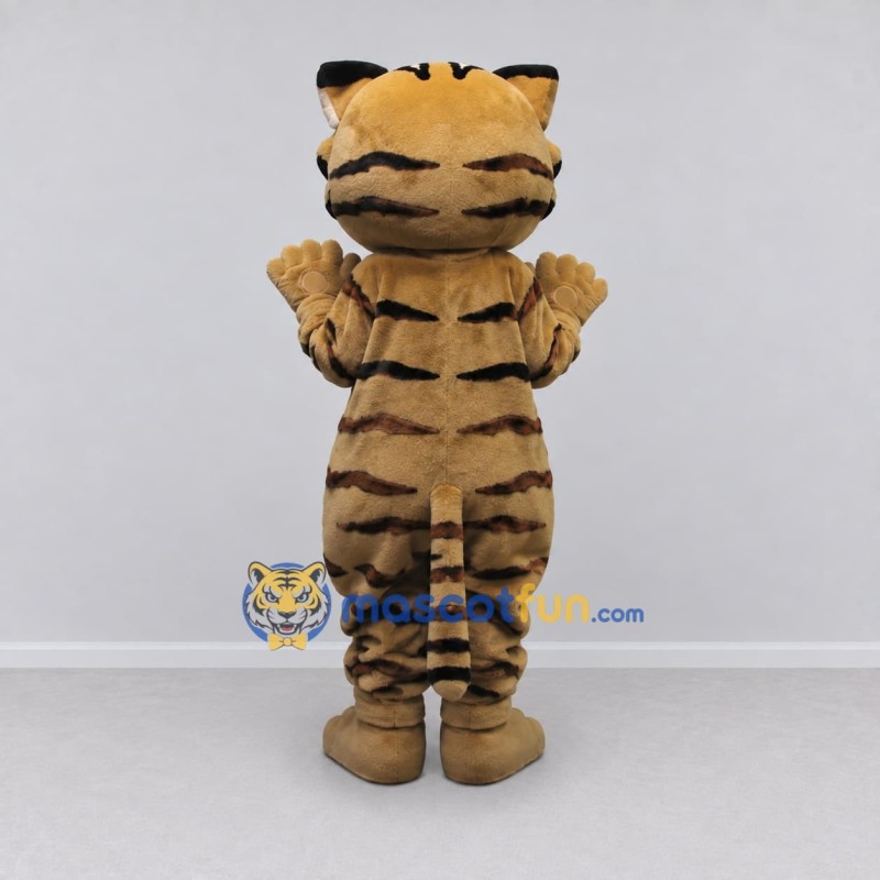 Custom Tan and Black Tabby Cat with Hair Bow Mascot Costume Adult Full Body Suit for Pet Events Custom Tan and Black Tabby Cat with Hair Bow Mascot Costume Adult Full Body Suit for Pet Events