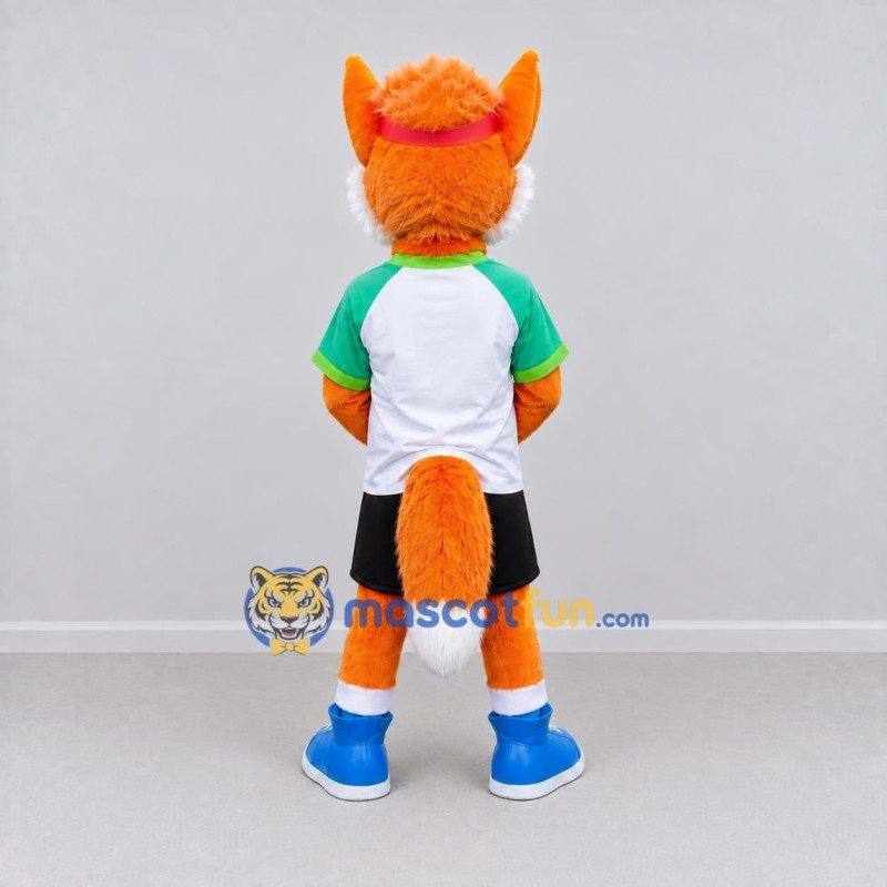 Custom Orange Green and White Fox in Sportswear Mascot Costume Adult Full Body Suit for Sports Events Custom Orange Green and White Fox in Sportswear Mascot Costume Adult Full Body Suit for Sports Events