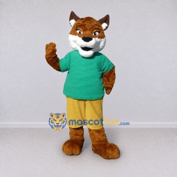 Custom Brown Green and Yellow Fox in Sportswear Mascot Costume Adult Full Body Suit for Sports Events