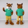 Custom Brown Green and Yellow Fox in Sportswear Mascot Costume Adult Full Body Suit for Sports Events