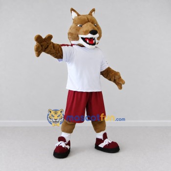 Custom Brown White and Maroon Canine Character in Sportswear Mascot Costume Adult Full Body Suit for Sports Events
