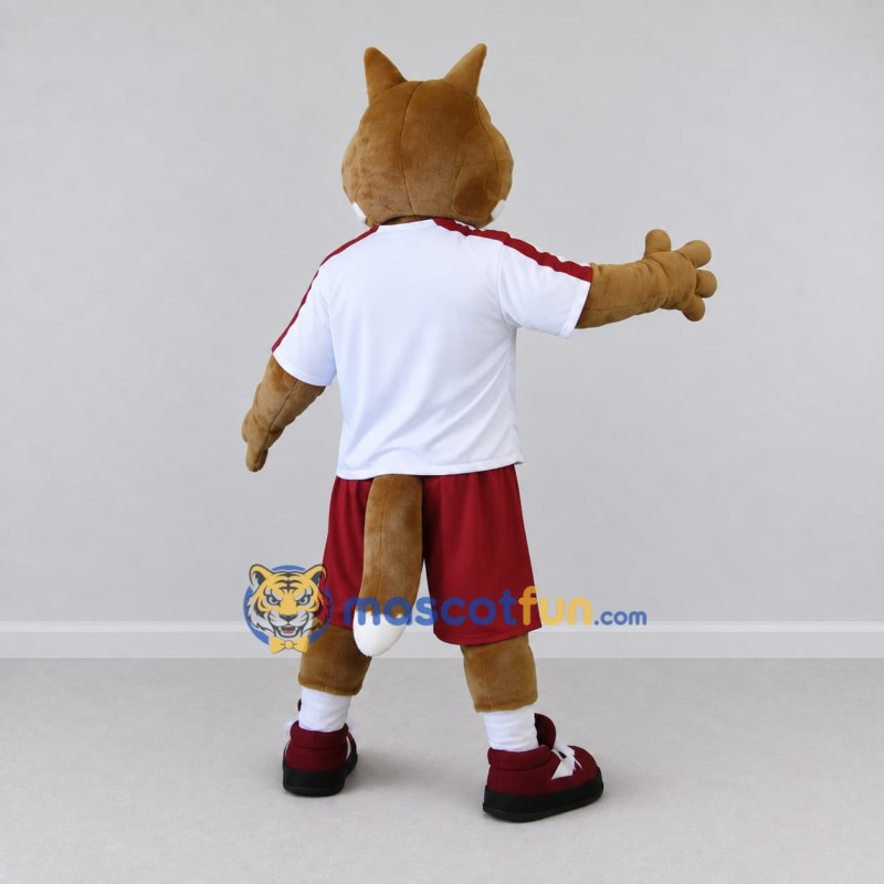 Custom Brown White and Maroon Canine Character in Sportswear Mascot Costume Adult Full Body Suit for Sports Events Custom Brown White and Maroon Canine Character in Sportswear Mascot Costume Adult Full Body Suit for Sports Events