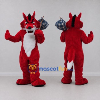 Custom Red Black and White Fantasy Canine Mascot Costume Adult Full Body Suit for Themed Parties