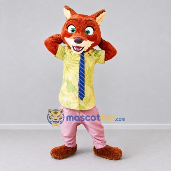 Custom Orange Yellow and Pink Fox in Shirt and Tie Mascot Costume Adult Full Body Suit for Themed Parties Custom Orange Yellow and Pink Fox in Shirt and Tie Mascot Costume Adult Full Body Suit for Themed Parties