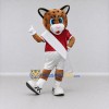 Custom Tan Red and White Spotted Cat in Sportswear Mascot Costume Adult Full Body Suit for Sports Events Custom Tan Red and White Spotted Cat in Sportswear Mascot Costume Adult Full Body Suit for Sports Events