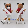 Custom Tan Red and White Spotted Cat in Sportswear Mascot Costume Adult Full Body Suit for Sports Events Custom Tan Red and White Spotted Cat in Sportswear Mascot Costume Adult Full Body Suit for Sports Events