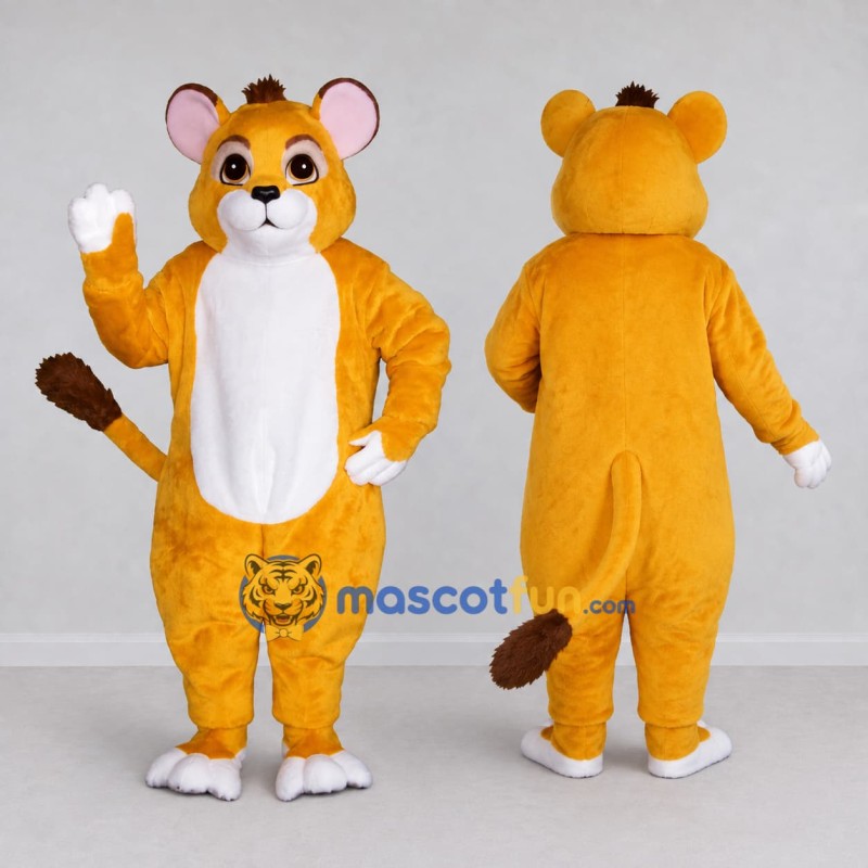 Custom Yellow and White Lion Cub Mascot Costume Adult Full Body Suit for School Events Custom Yellow and White Lion Cub Mascot Costume Adult Full Body Suit for School Events