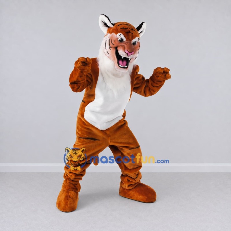 Custom Orange Black and White Roaring Tiger Mascot Costume Adult Full Body Suit for Wildlife Events Custom Orange Black and White Roaring Tiger Mascot Costume Adult Full Body Suit for Wildlife Events