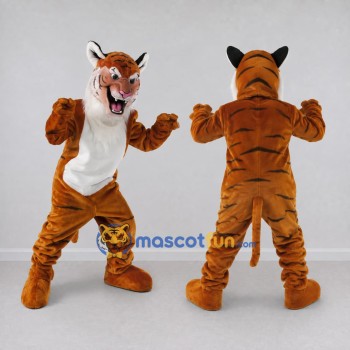 Custom Orange Black and White Roaring Tiger Mascot Costume Adult Full Body Suit for Wildlife Events