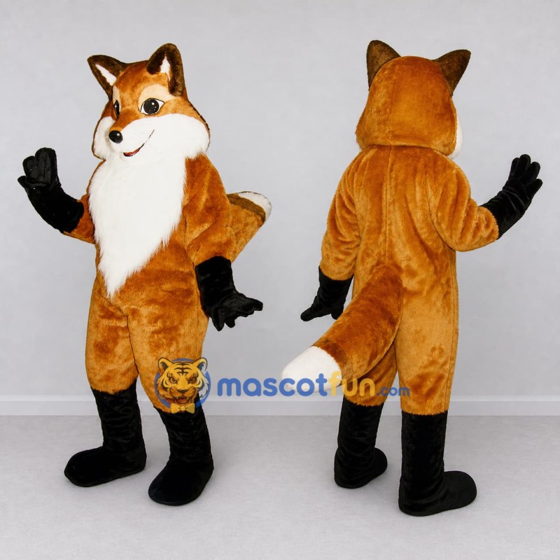 Custom Orange Black and White Fox Mascot Costume Adult Full Body Suit for Wildlife Events Custom Orange Black and White Fox Mascot Costume Adult Full Body Suit for Wildlife Events